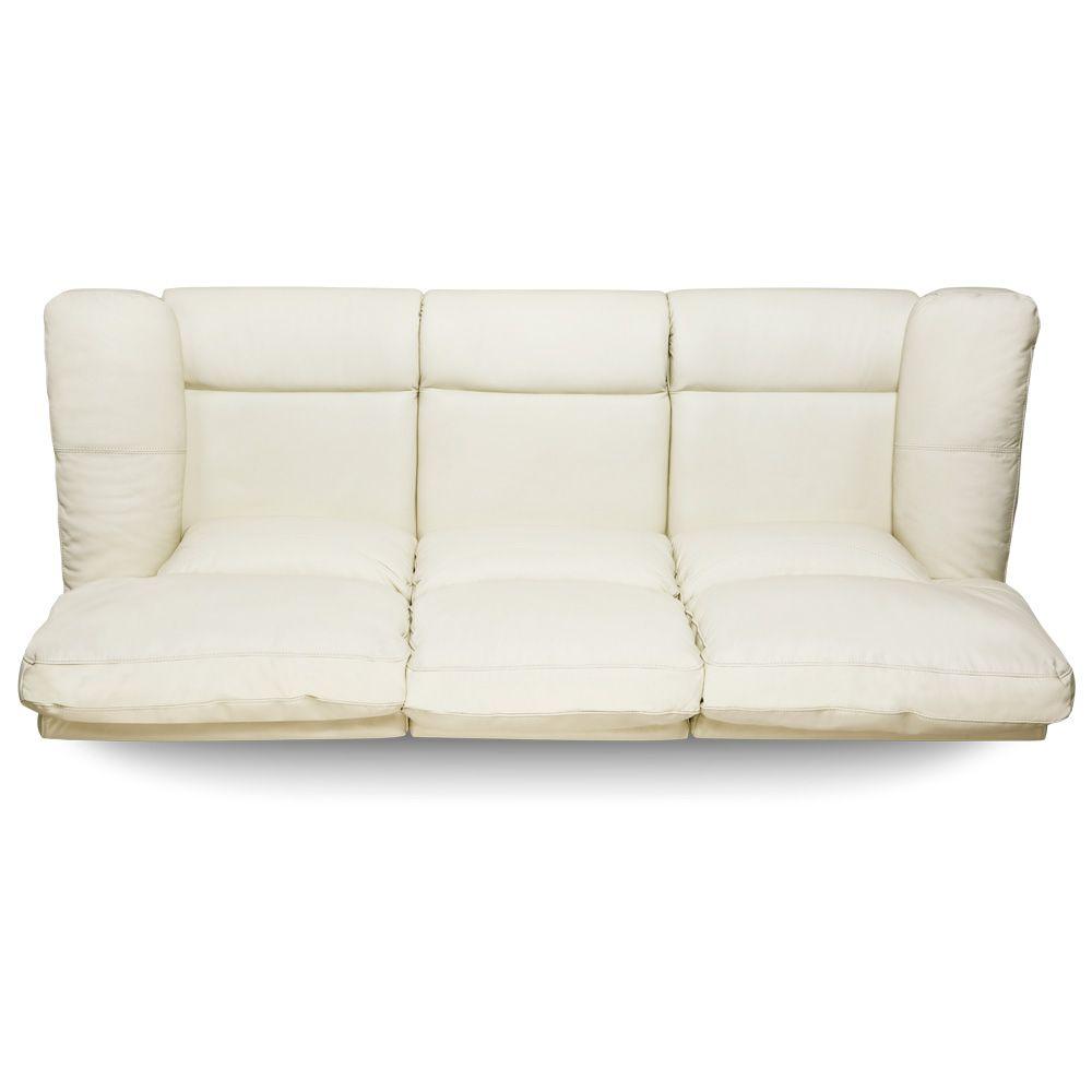 Rosen Sofá Reclinable Poch Cuero 3 Cuerpos Blanco-8