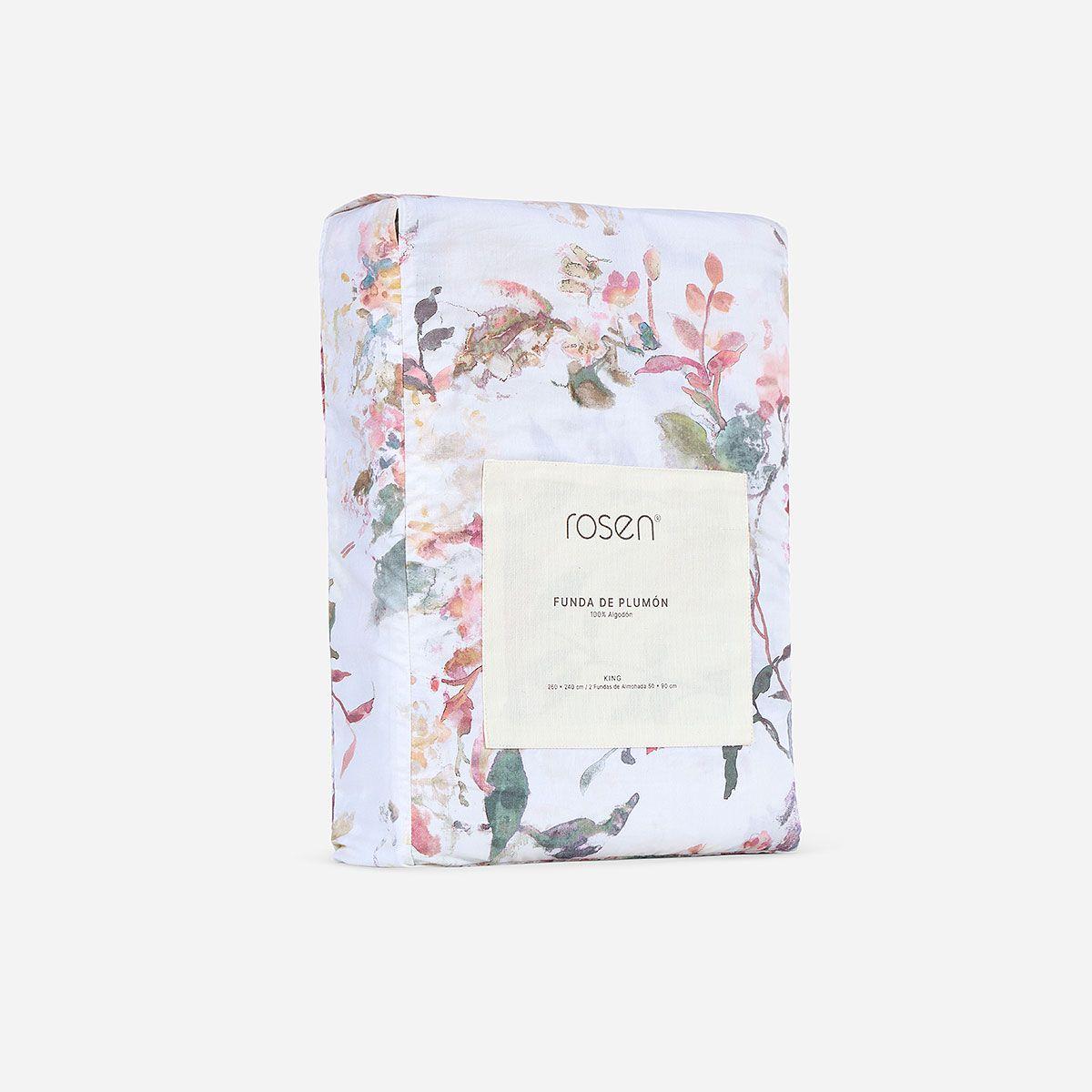 Funda Plumón Reversible Algodón Tabea Botanico 2 Plazas-5