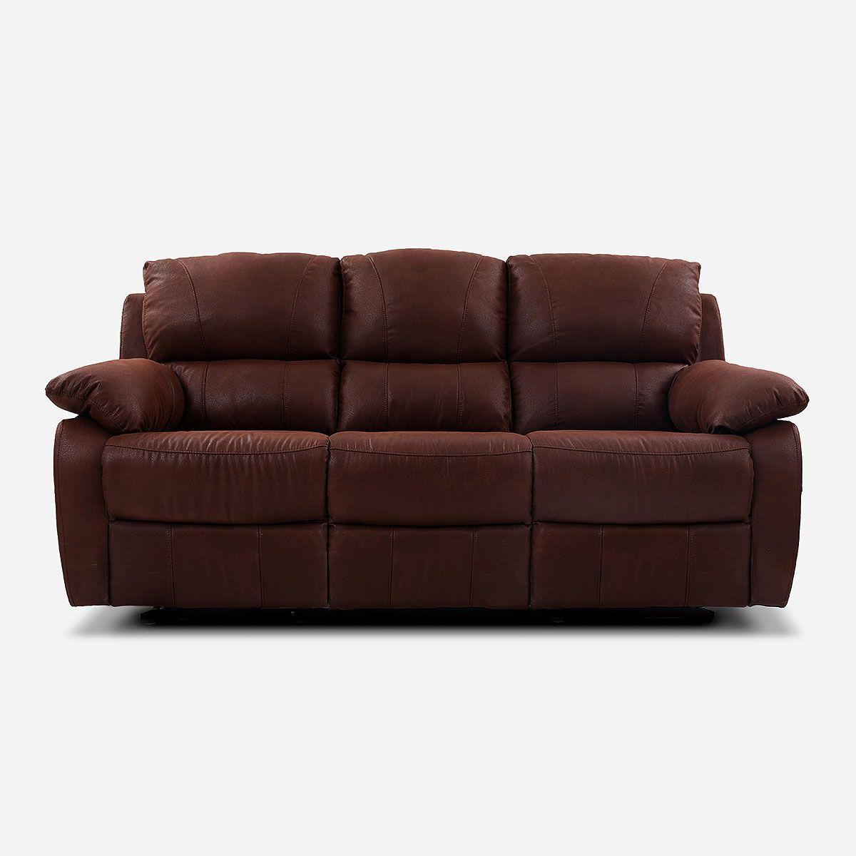 Sofá Reclinable Rosen Orson 3 Cuerpos Tela Manual Brandy-3