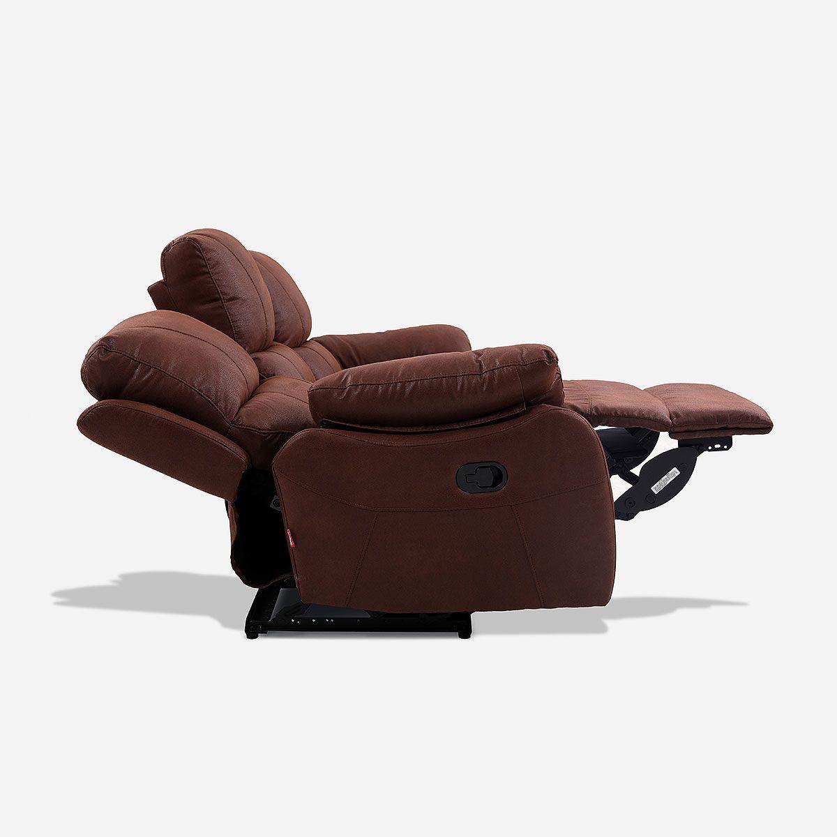 Sofá Reclinable Rosen Orson 3 Cuerpos Tela Manual Brandy-4