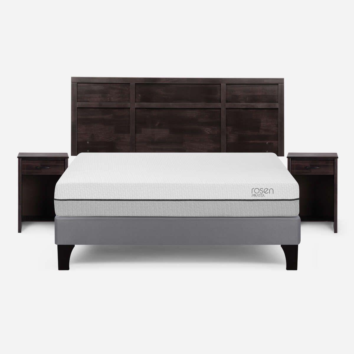 Cama Pratta 2 Plazas Pata Madera BN +Muebles Robin Chocolate-0