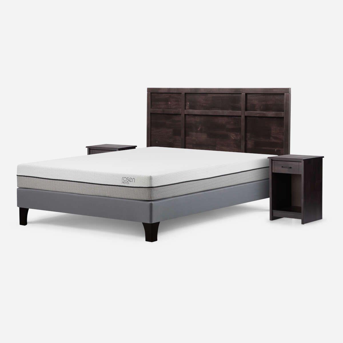 Cama Pratta 2 Plazas Pata Madera BN +Muebles Robin Chocolate-1