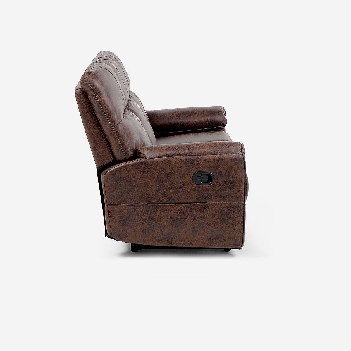 Sofá Reclinable Tolosa 3 Cuerpos Manual Tela Marrón-3