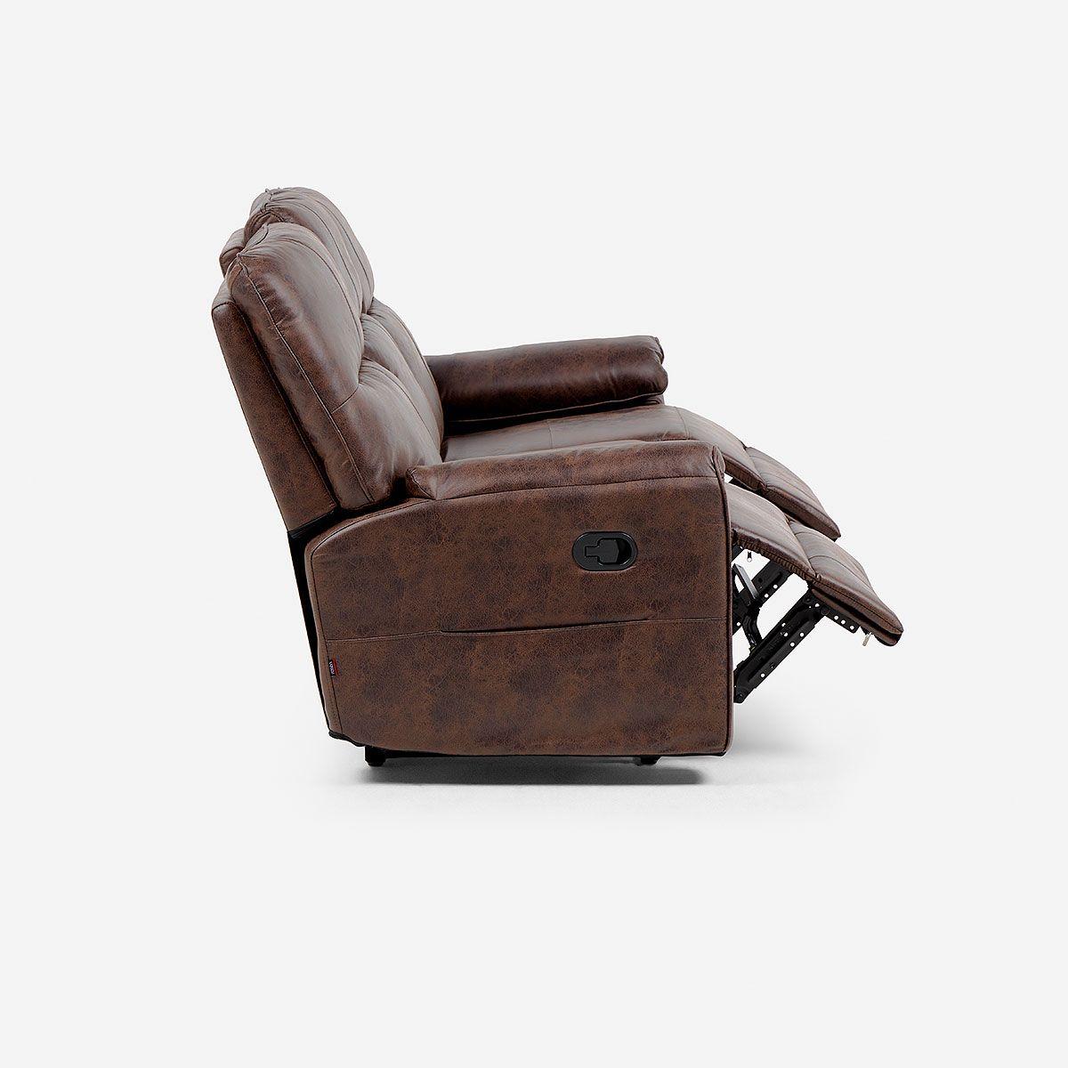 Sofá Reclinable Tolosa 3 Cuerpos Manual Tela Marrón-4