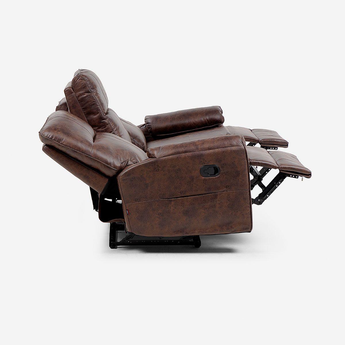 Sofá Reclinable Tolosa 3 Cuerpos Manual Tela Marrón-5