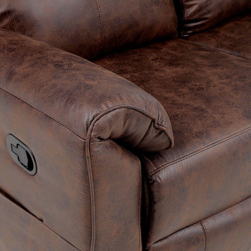 Sofá Reclinable Tolosa 3 Cuerpos Manual Tela Marrón-7