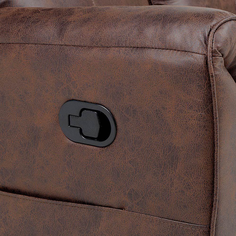Sofá Reclinable Tolosa 3 Cuerpos Manual Tela Marrón-8