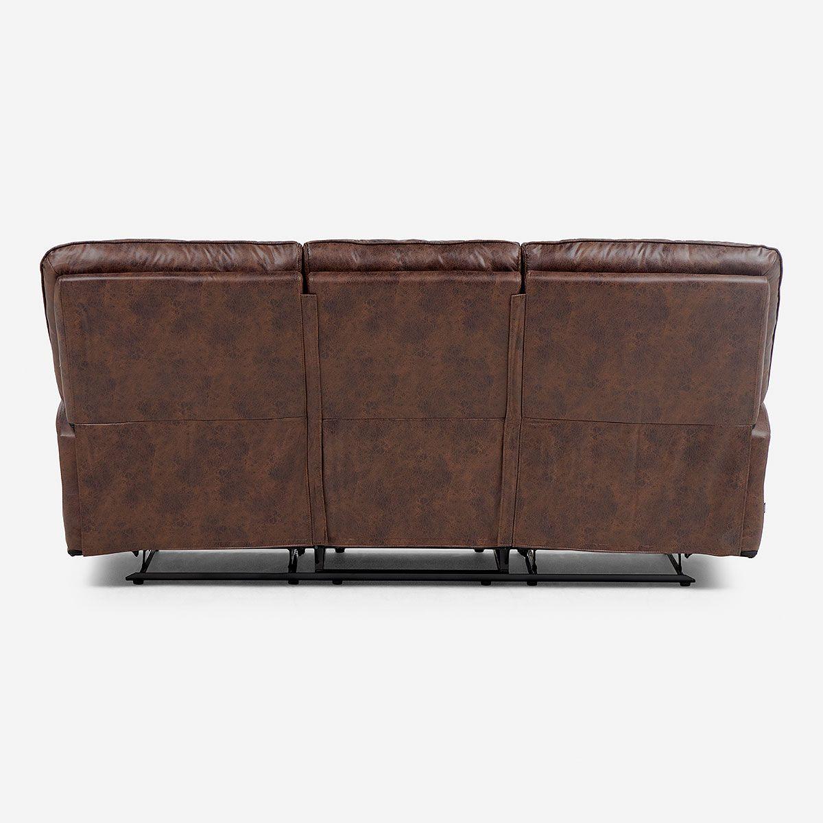 Sofá Reclinable Tolosa 3 Cuerpos Manual Tela Marrón-9