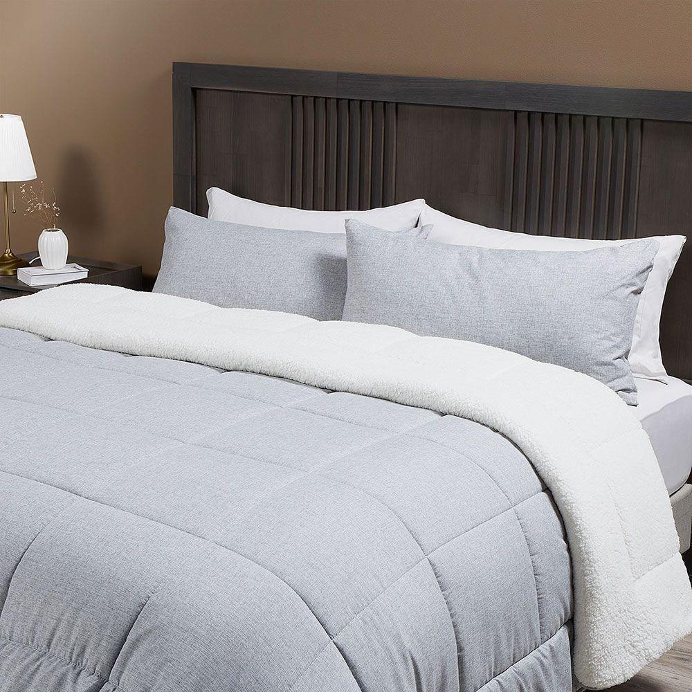 Plumón Sherpa Liso Grafito Melange 2 Plazas-2