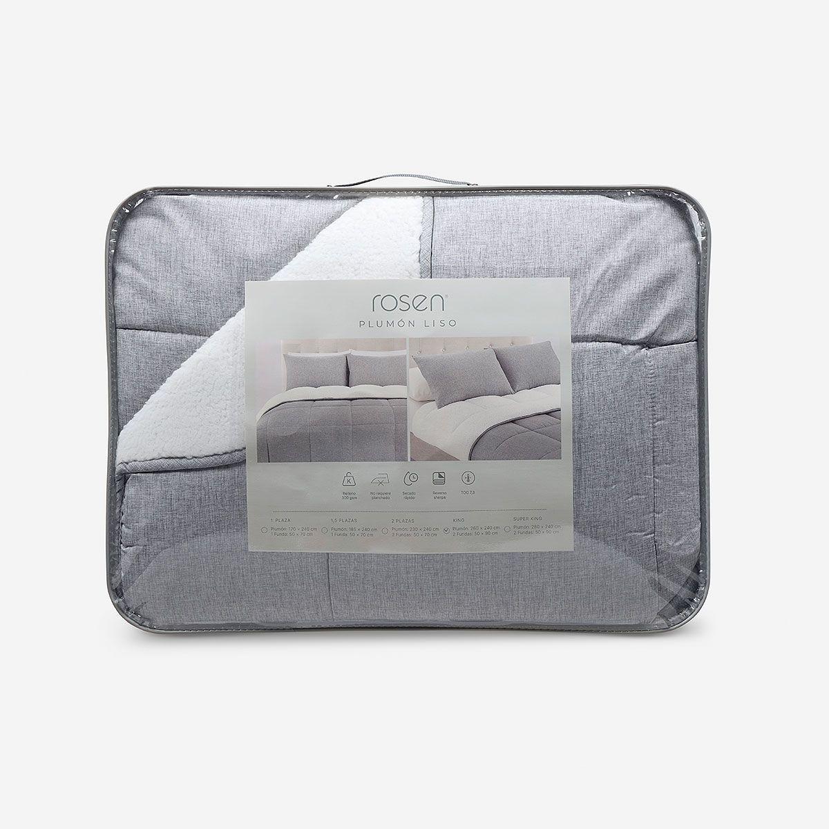 Plumón Sherpa Liso Grafito Melange 2 Plazas-4