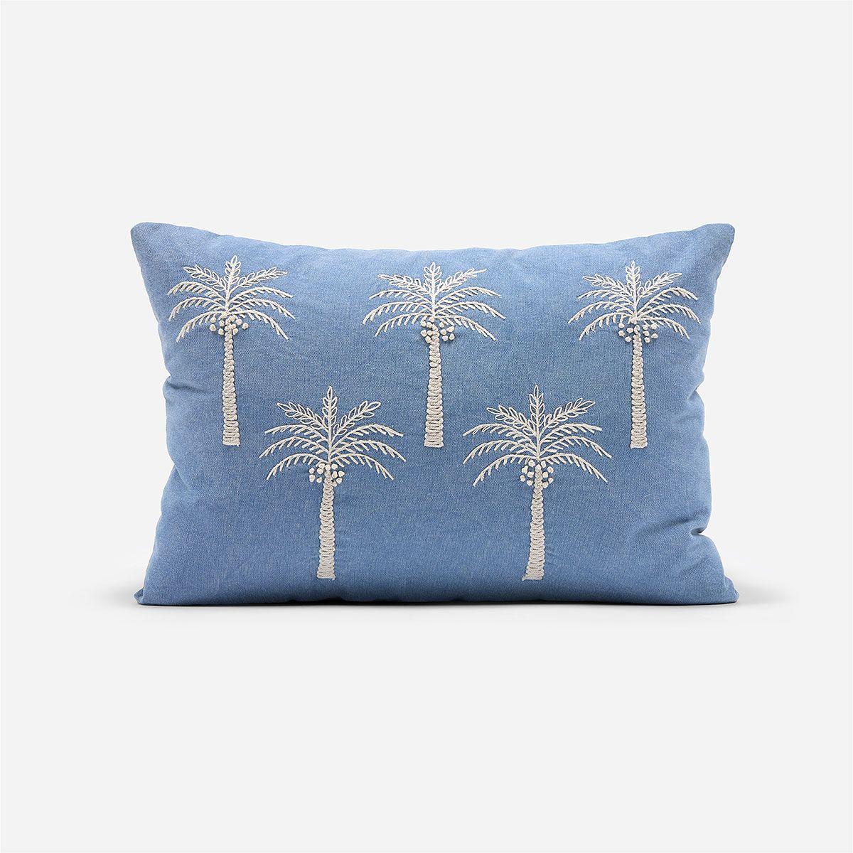 Funda Cojin Palms Washed Blue 35 x 50cm-0
