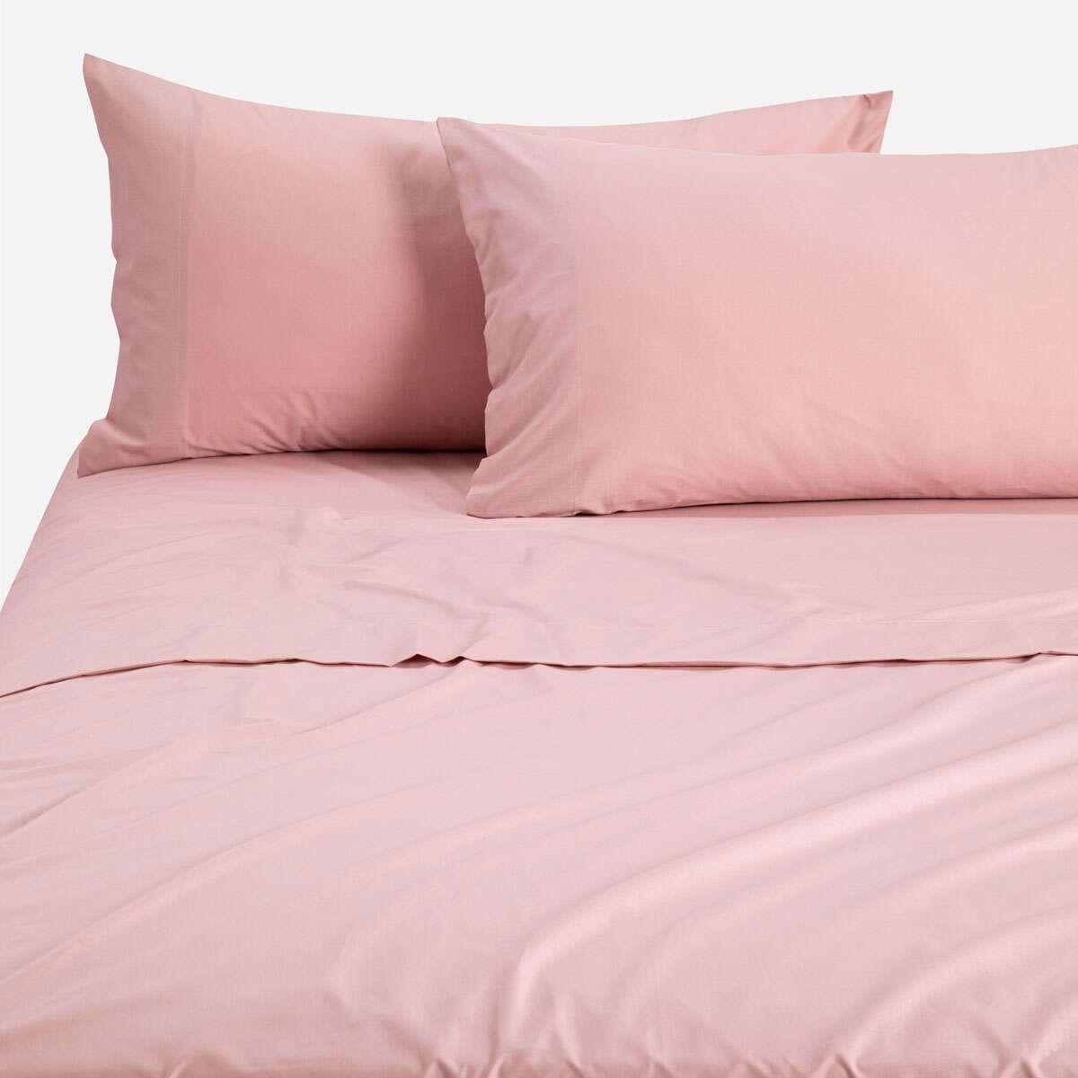 Sábana 144 Hilos Lisa Rosa King-0