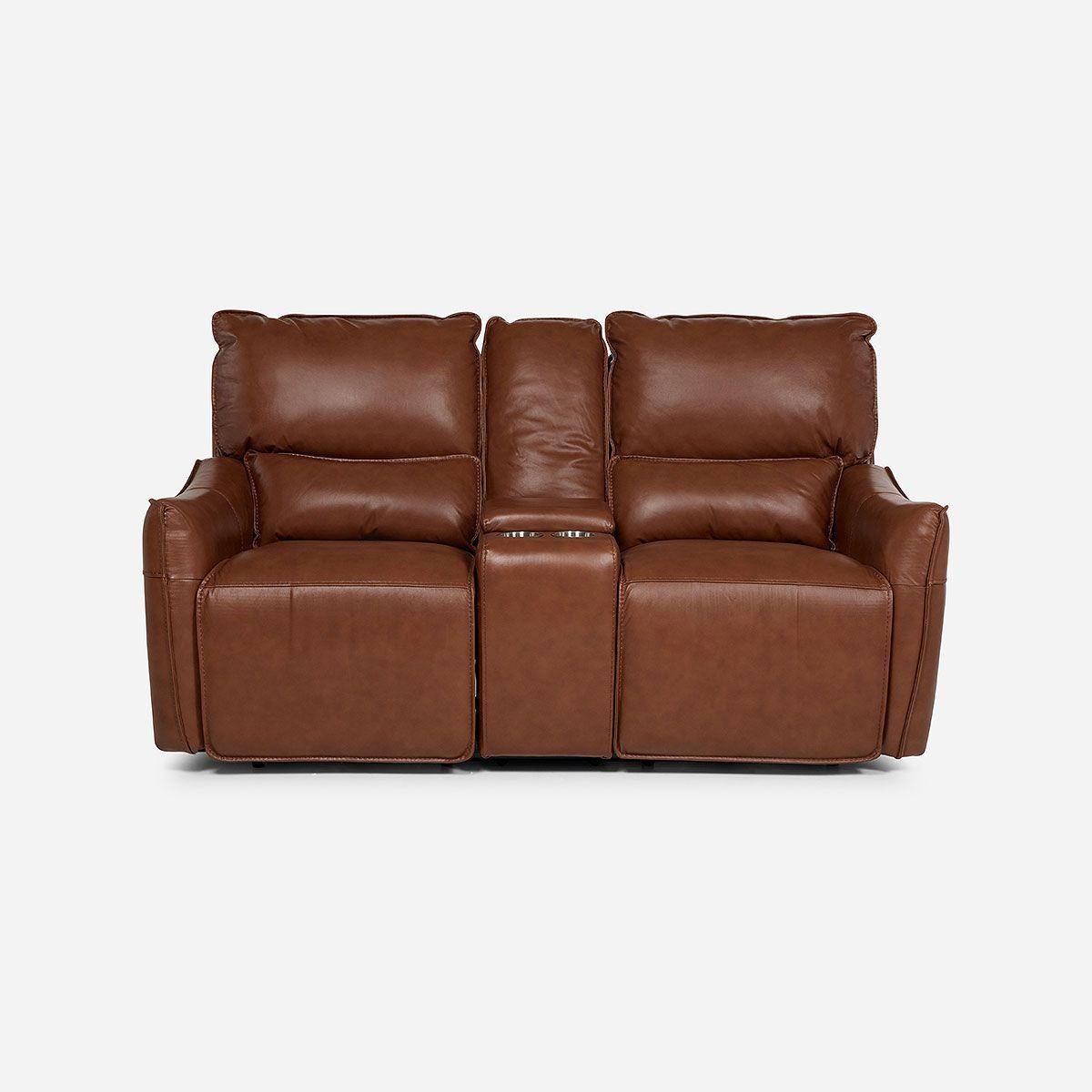 Sofá Reclinable Matt Eléctrico 2 Cuerpos Cuero Café-2