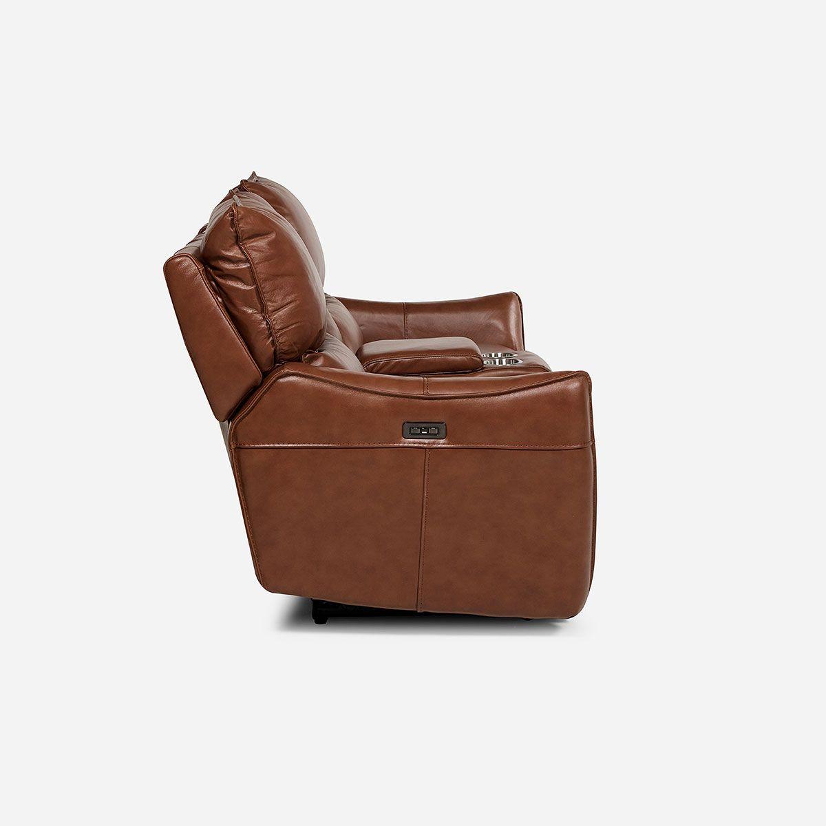 Sofá Reclinable Matt Eléctrico 2 Cuerpos Cuero Café-3