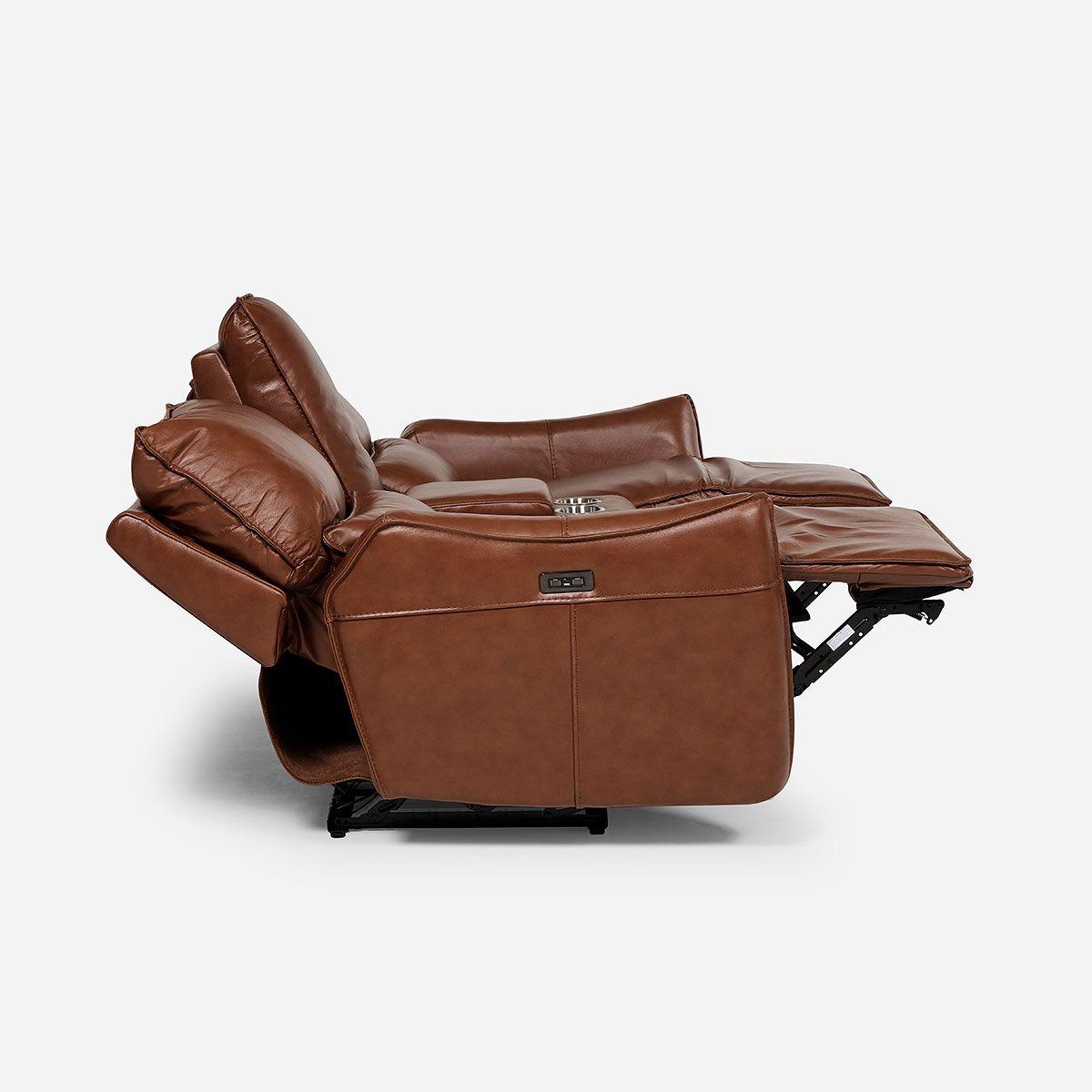 Sofá Reclinable Matt Eléctrico 2 Cuerpos Cuero Café-4