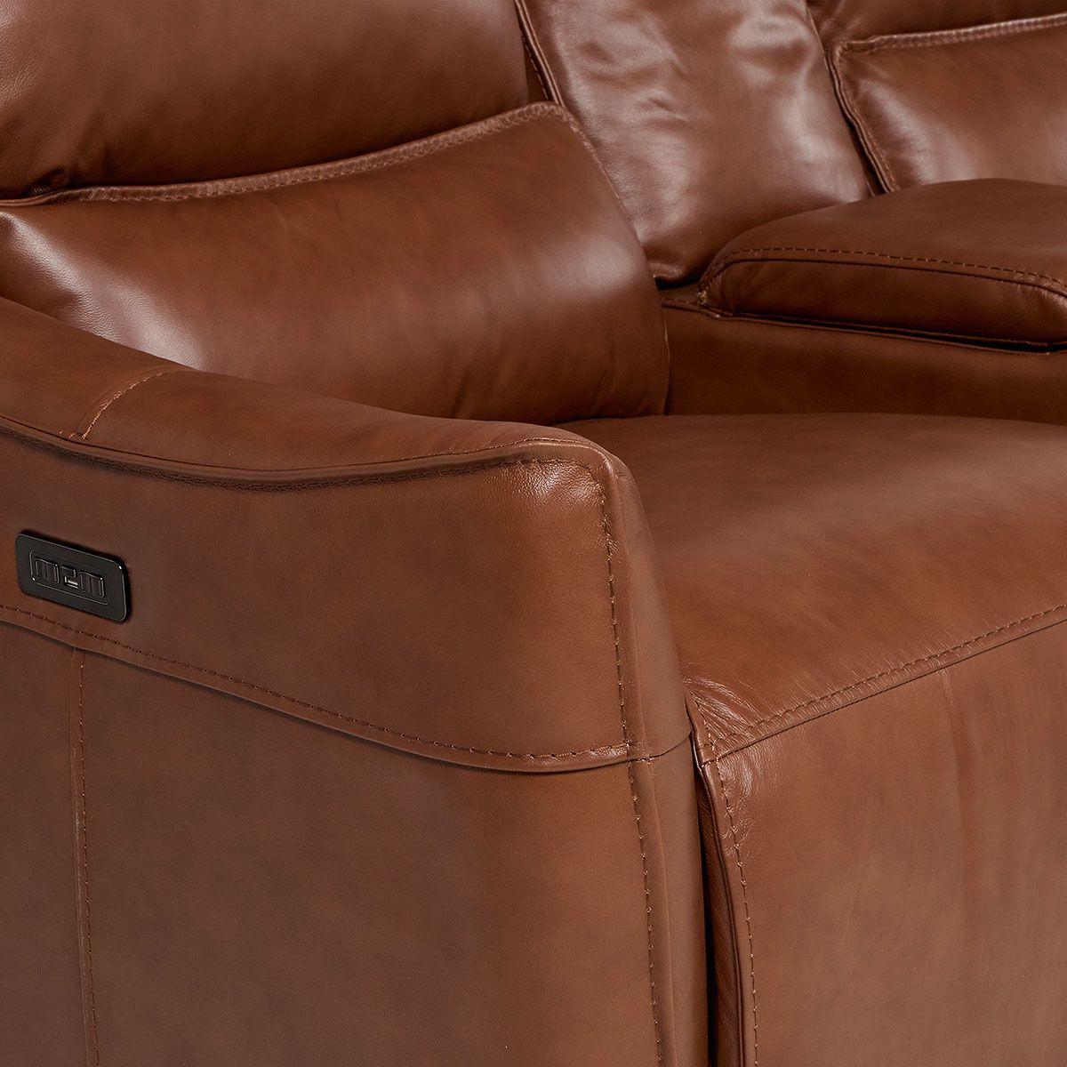 Sofá Reclinable Matt Eléctrico 2 Cuerpos Cuero Café-5