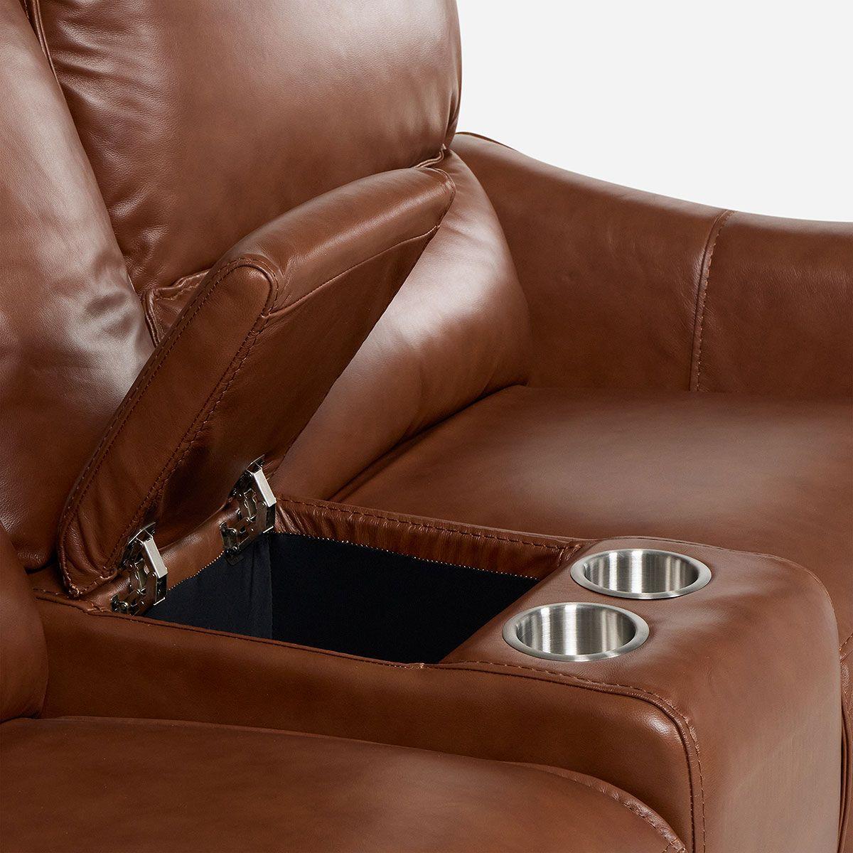 Sofá Reclinable Matt Eléctrico 2 Cuerpos Cuero Café-6