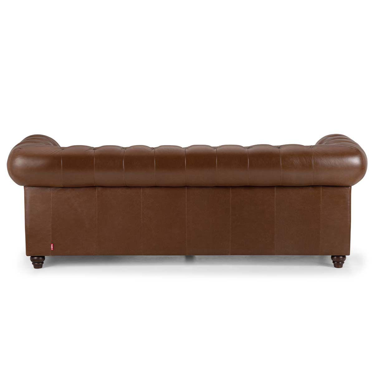 Sofá Rosen Chesterfield 3 Cuerpos Cuero Camel-4