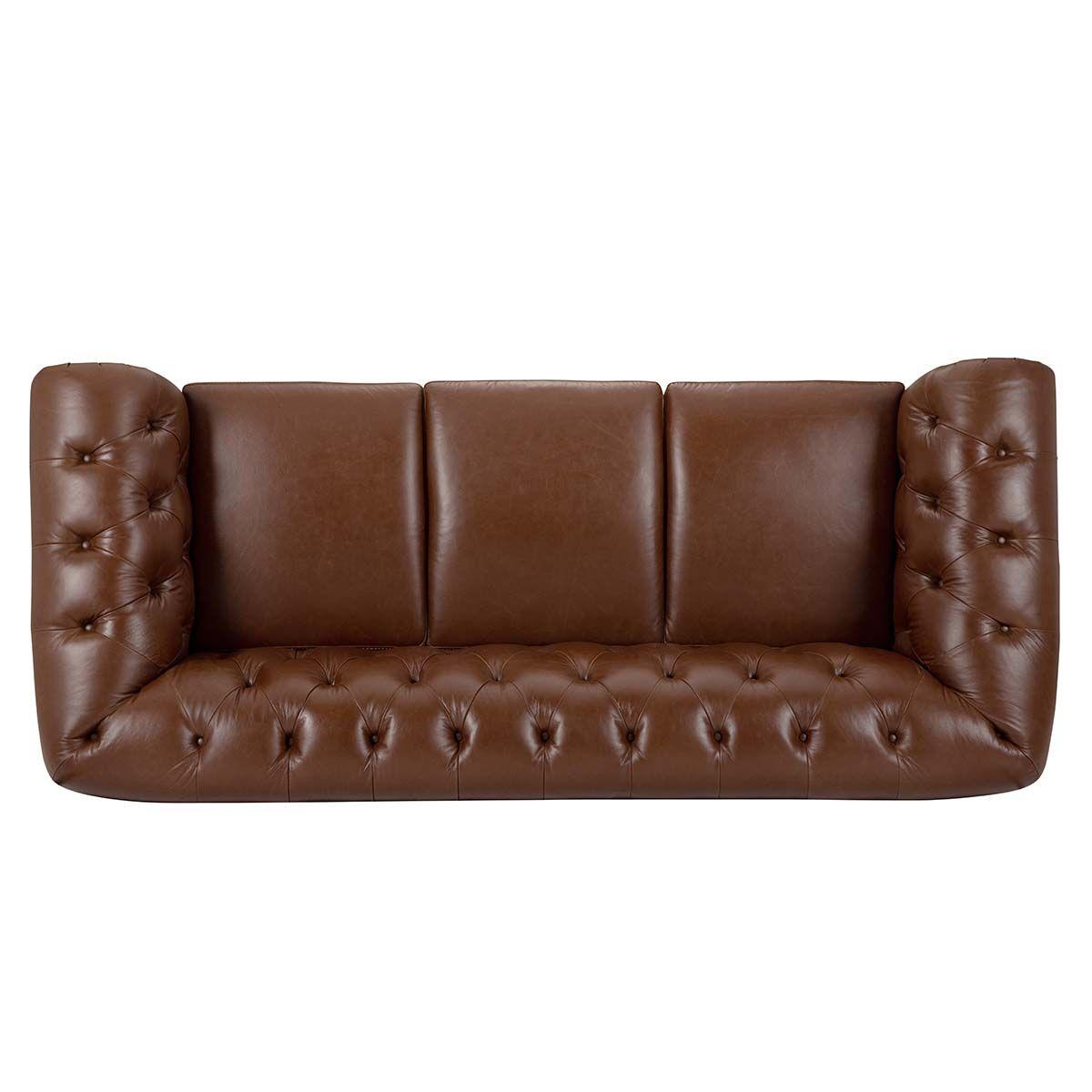 Sofá Rosen Chesterfield 3 Cuerpos Cuero Camel-5