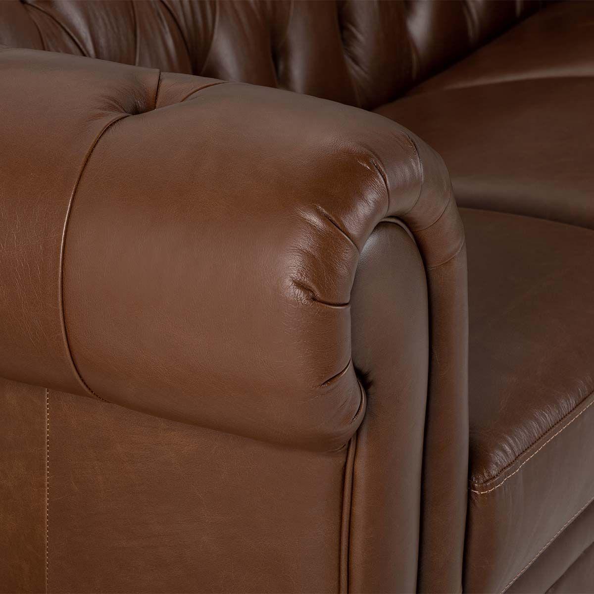 Sofá Rosen Chesterfield 3 Cuerpos Cuero Camel-7