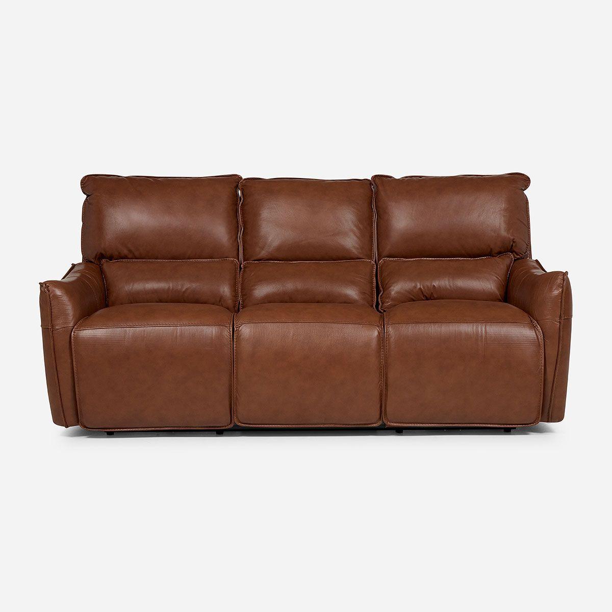 Sofá Reclinable Matt Eléctrico 3 Cuerpos Cuero Café-2