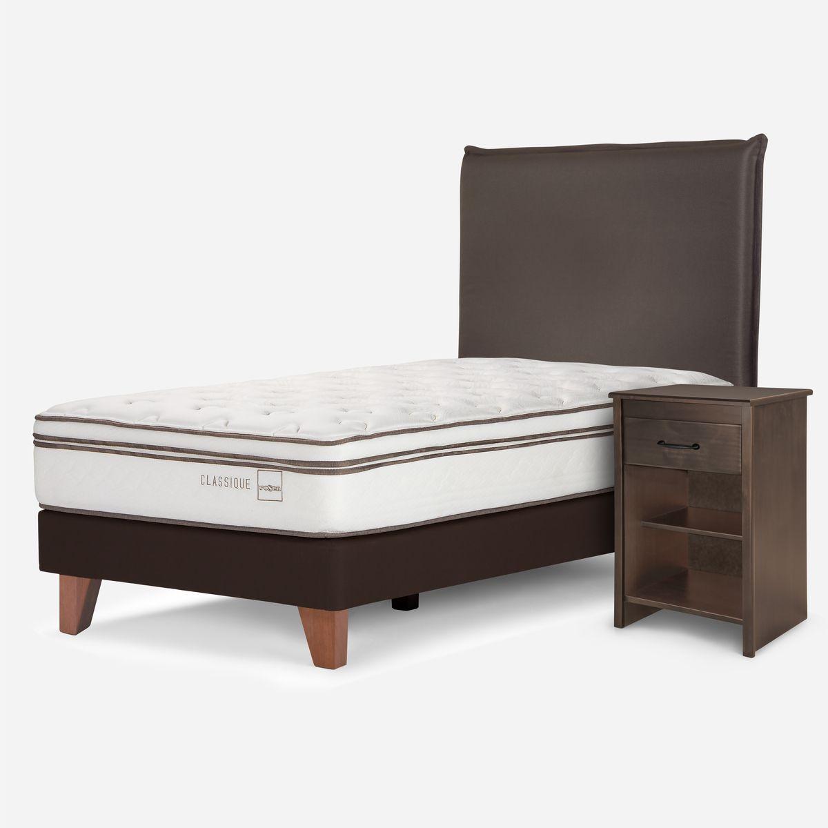 Cama Europea Rosen Classique+ 1 Plaza + Muebles Maurice-4