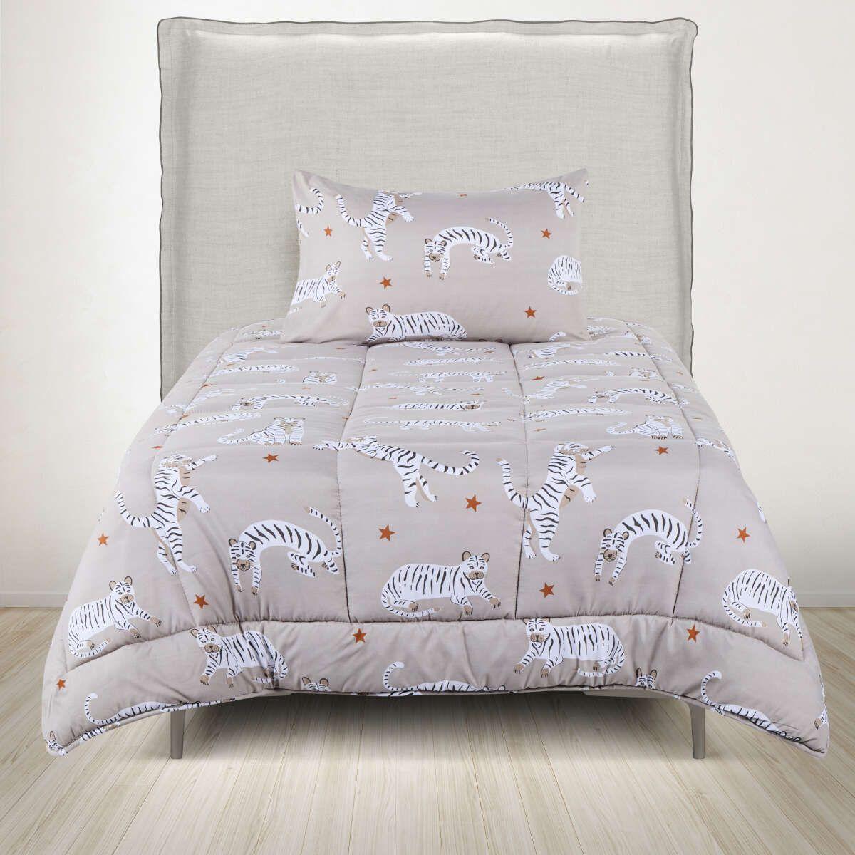 Plumón Reversible Kids Microfibra Tigres 1,5 Plazas-2