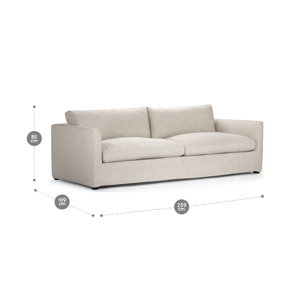 Sofá Rosen Fessart 4 Cuerpos Tela Crema-1