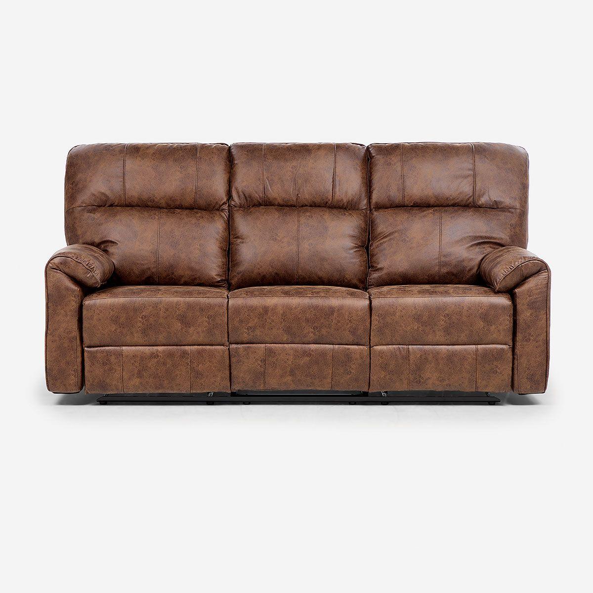 Sofá Reclinable Tolosa 3 Cuerpos Eléctrico Tela Camel-2
