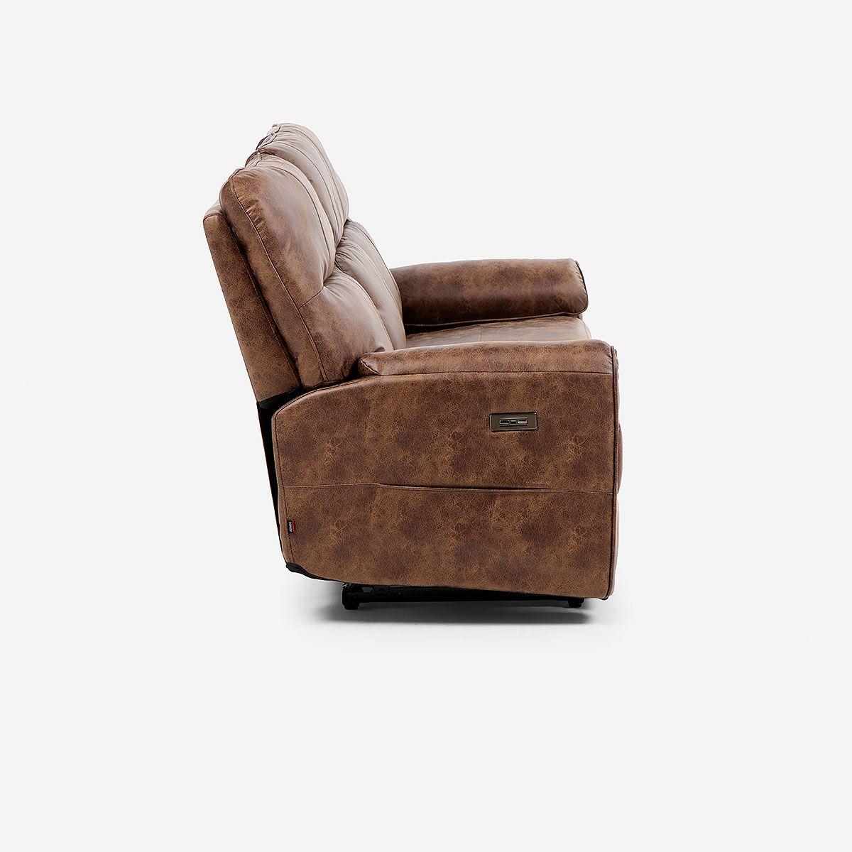 Sofá Reclinable Tolosa 3 Cuerpos Eléctrico Tela Camel-3