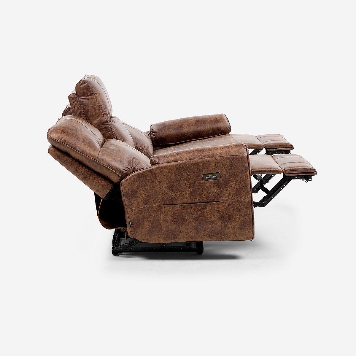 Sofá Reclinable Tolosa 3 Cuerpos Eléctrico Tela Camel-5