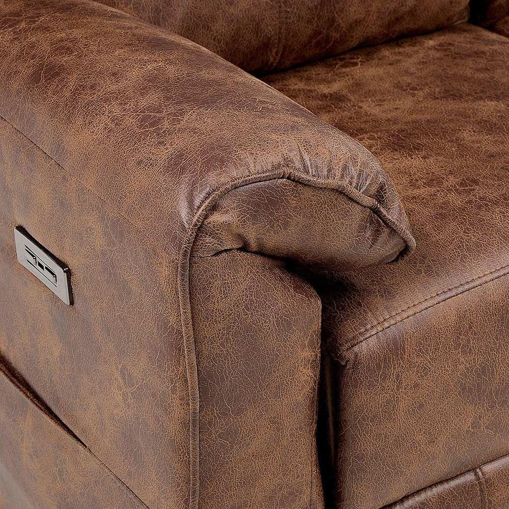 Sofá Reclinable Tolosa 3 Cuerpos Eléctrico Tela Camel-7