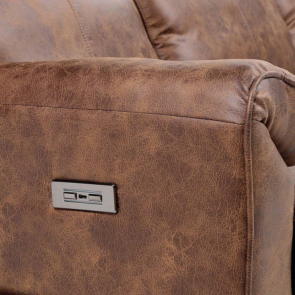 Sofá Reclinable Tolosa 3 Cuerpos Eléctrico Tela Camel-8