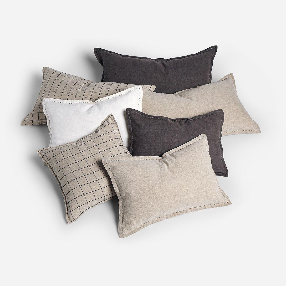 Cojín Froens Lino Cuadrille 85 x 45 cm Beige-3