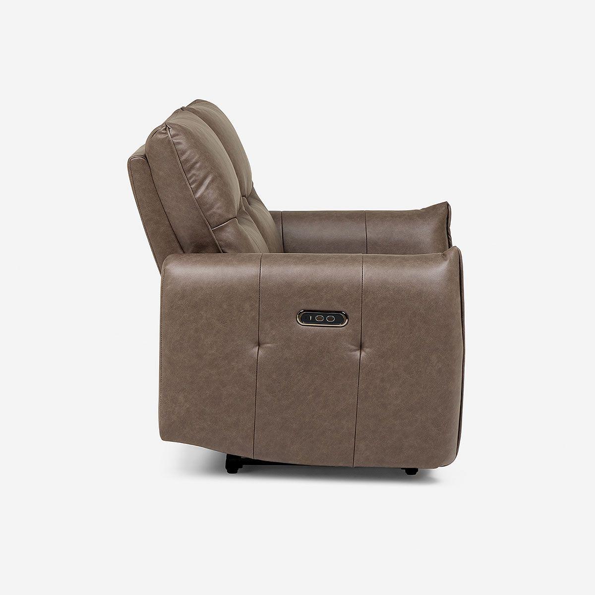 Sofá Reclinable Kano 2 Cuerpos Eléctrico Tela Café-3