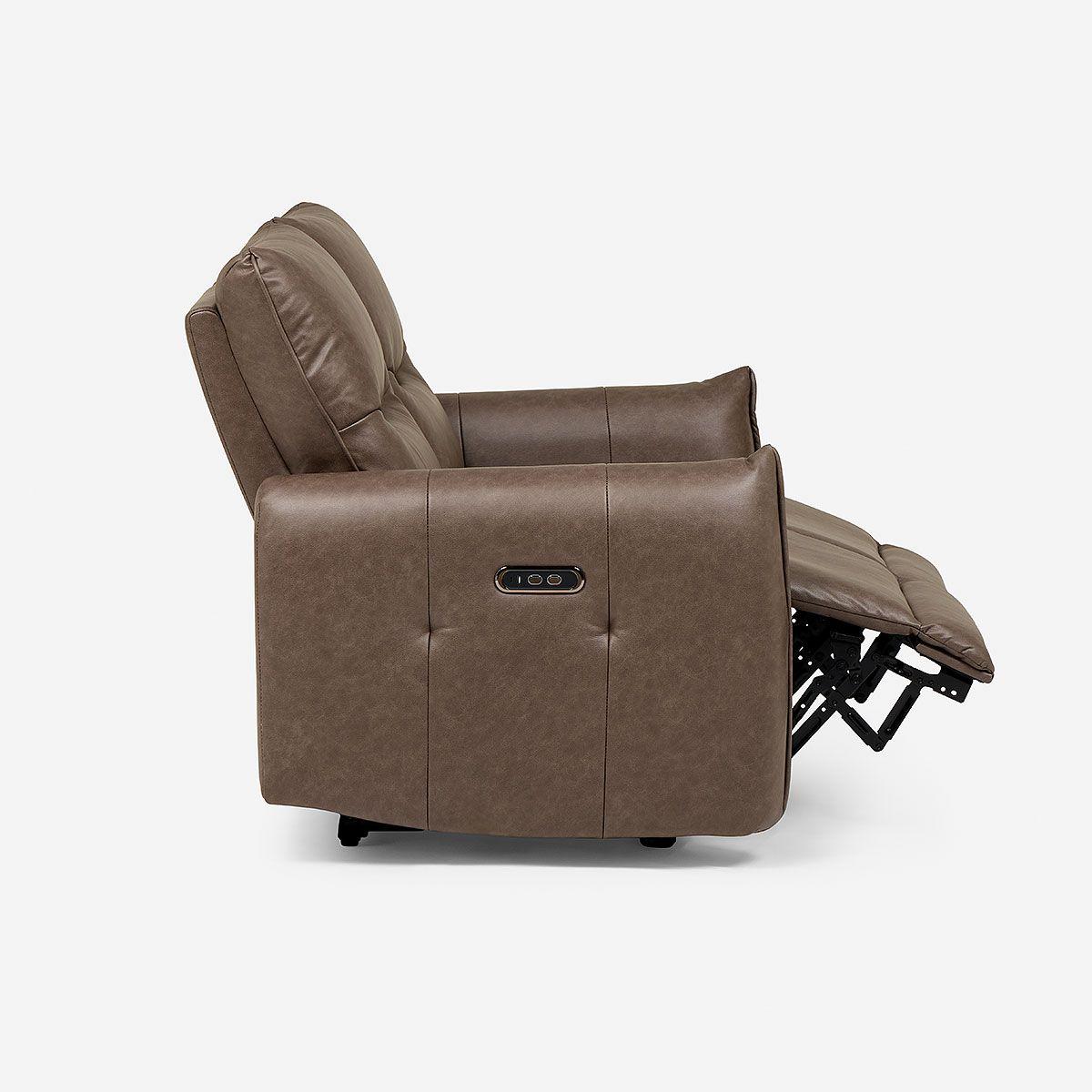 Sofá Reclinable Kano 2 Cuerpos Eléctrico Tela Café-6