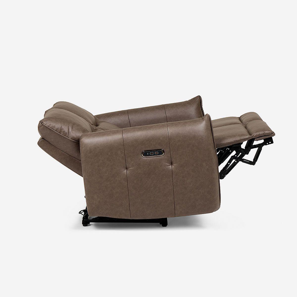 Sofá Reclinable Kano 2 Cuerpos Eléctrico Tela Café-7