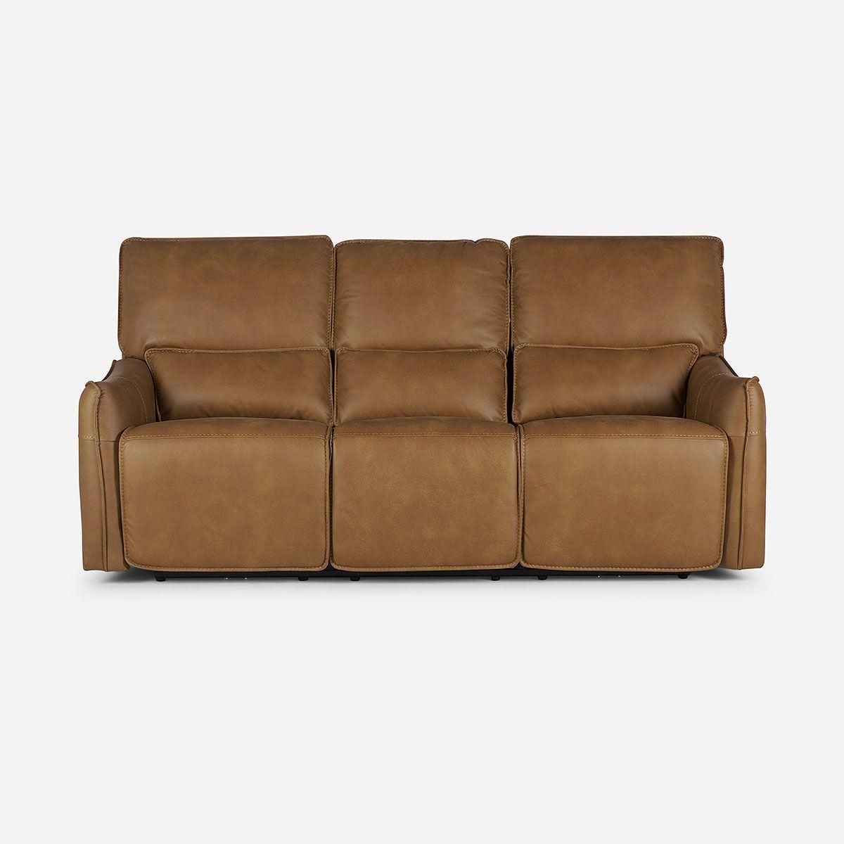 Sofá Reclinable Matt Eléctrico 3 Cuerpos Tela Camel-4