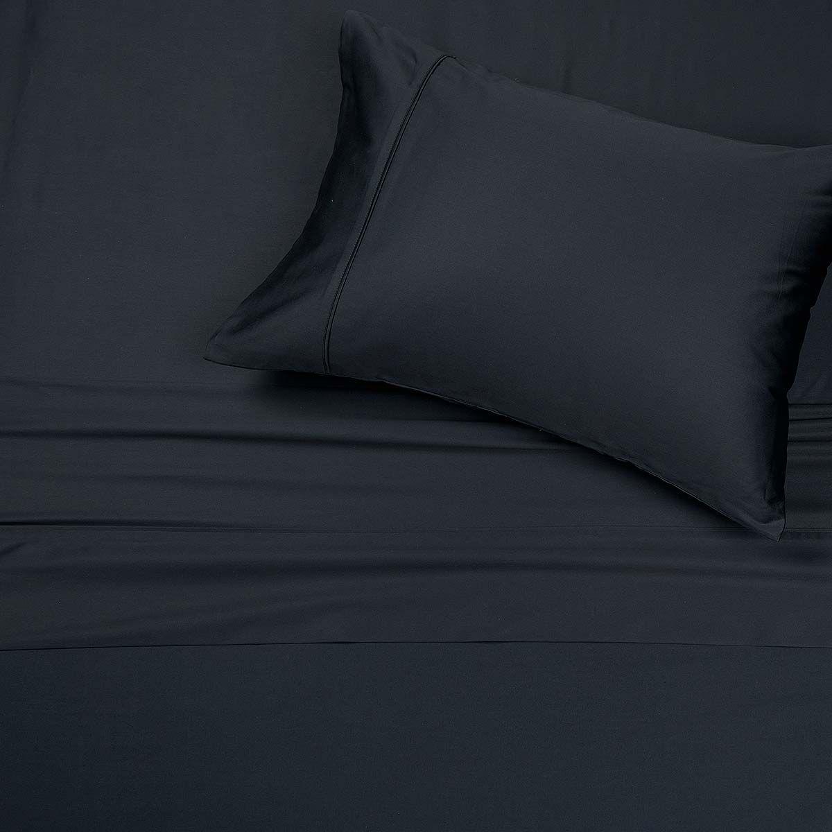 Sábana 300 Hilos Lisa Negro 1.5 Plazas-2