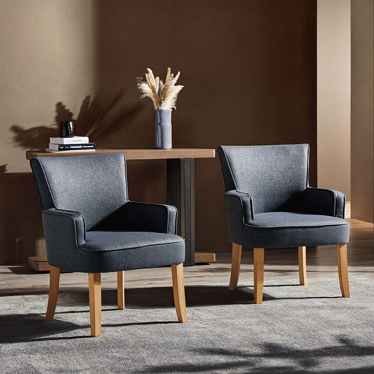 Set 2 Poltronas Emily II Tela Grafito-2