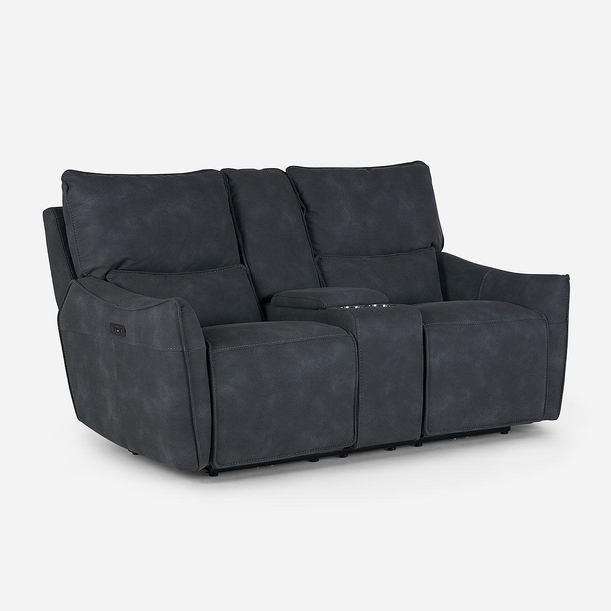 Sofá Reclinable Matt Eléctrico 2 Cuerpos Tela Grafito-1
