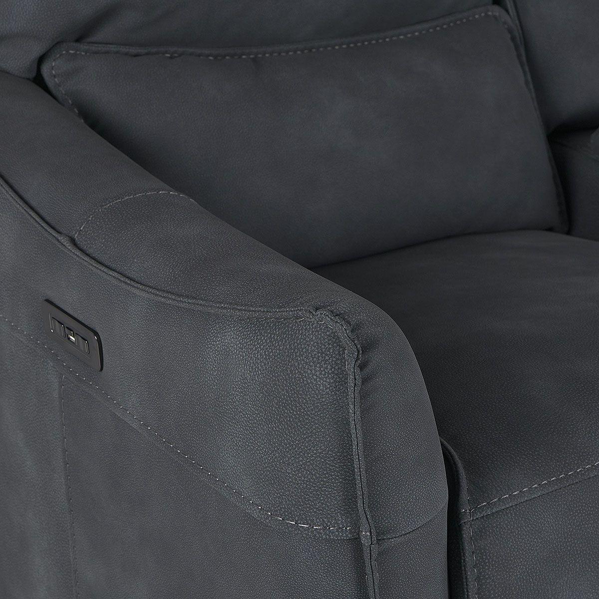 Sofá Reclinable Matt Eléctrico 2 Cuerpos Tela Grafito-7