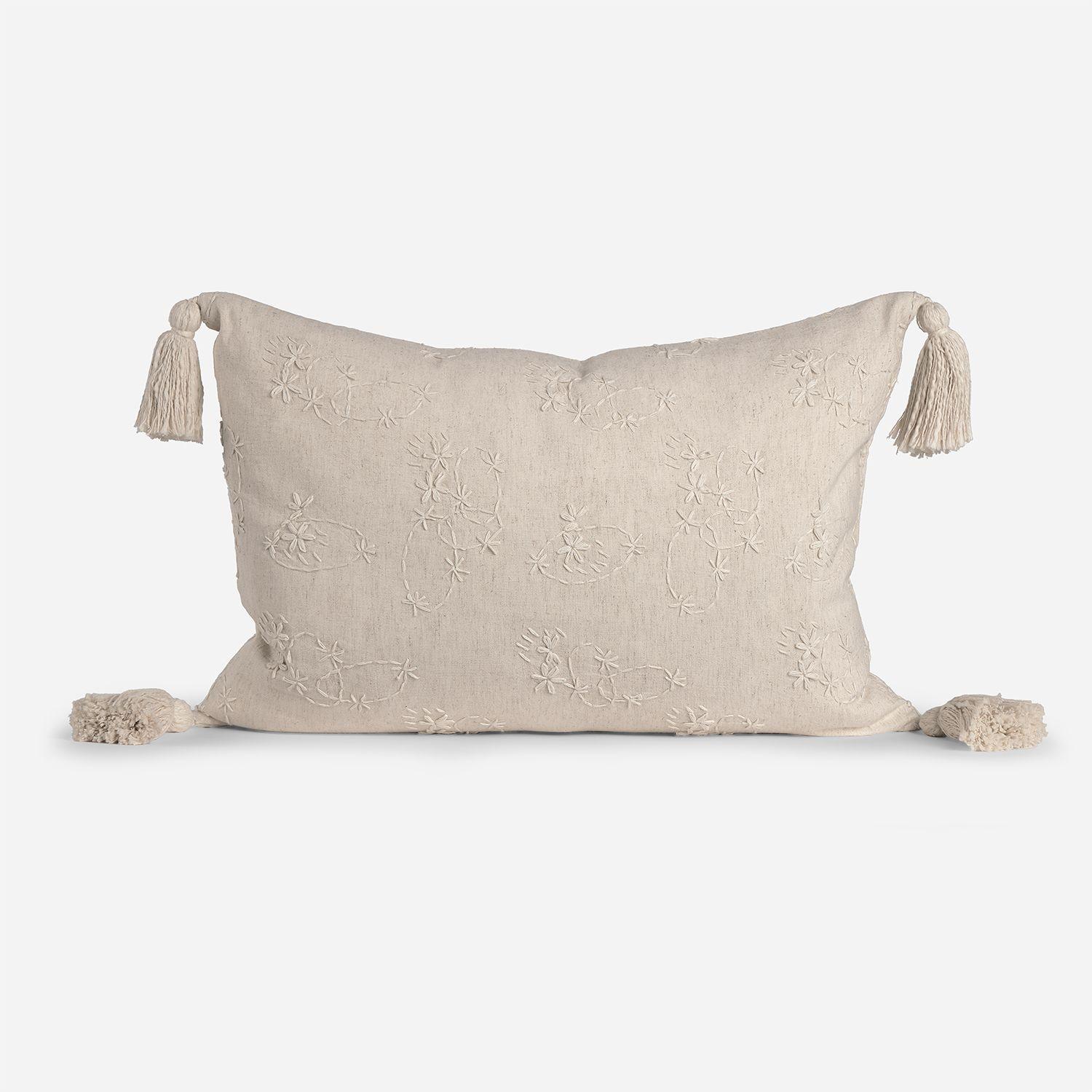 Funda de Cojín Bordado Pietra 60 x 40 cm Beige-0
