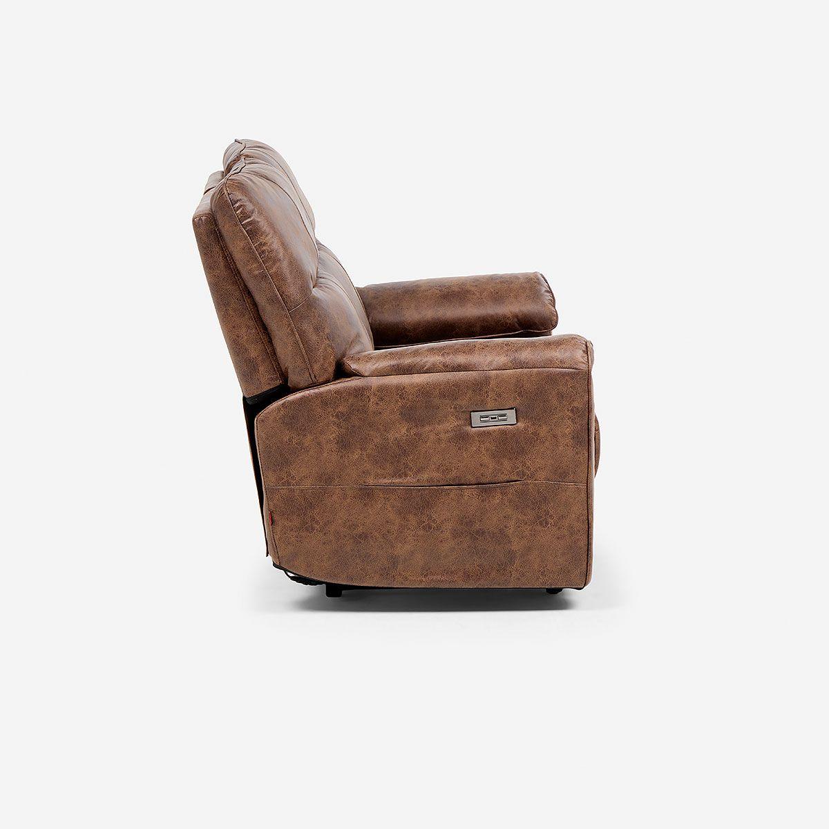 Sofá Reclinable Tolosa 2 Cuerpos Eléctrico Tela Camel-3