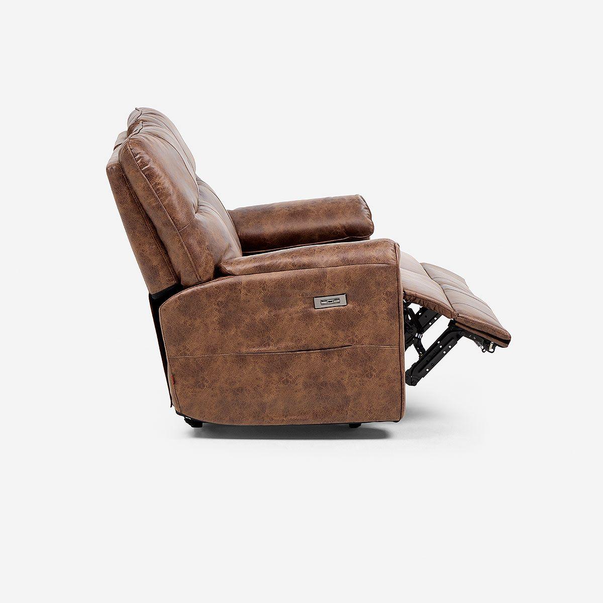 Sofá Reclinable Tolosa 2 Cuerpos Eléctrico Tela Camel-4