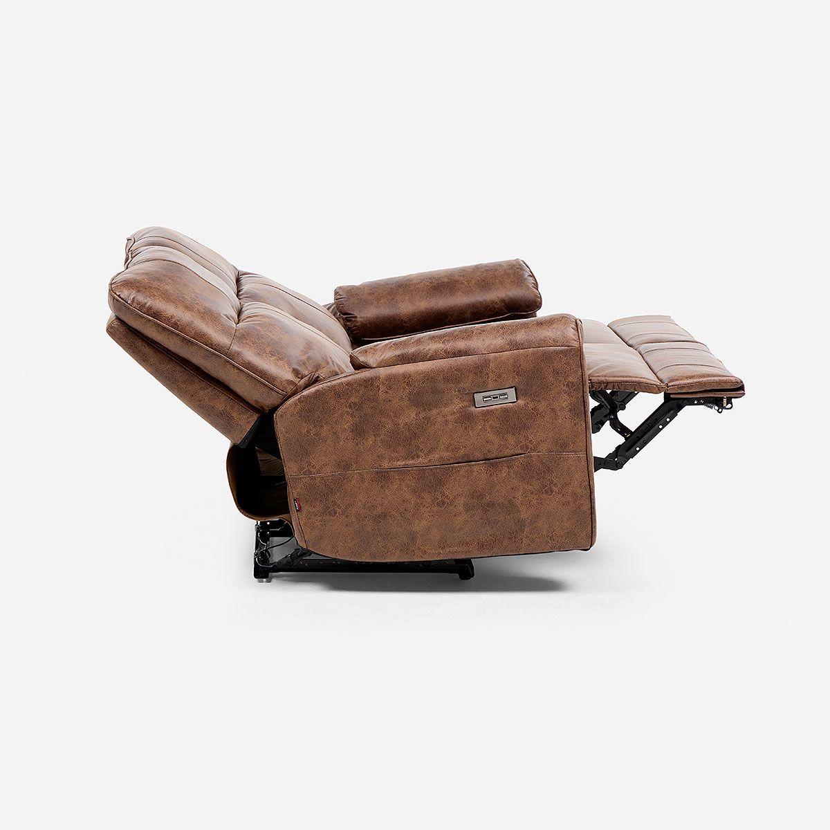 Sofá Reclinable Tolosa 2 Cuerpos Eléctrico Tela Camel-5