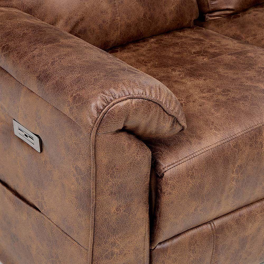 Sofá Reclinable Tolosa 2 Cuerpos Eléctrico Tela Camel-7