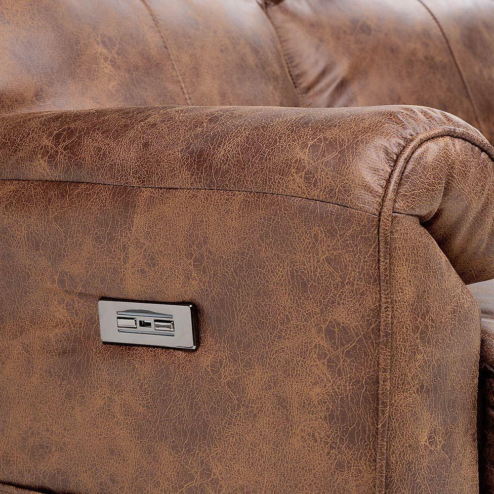 Sofá Reclinable Tolosa 2 Cuerpos Eléctrico Tela Camel-8