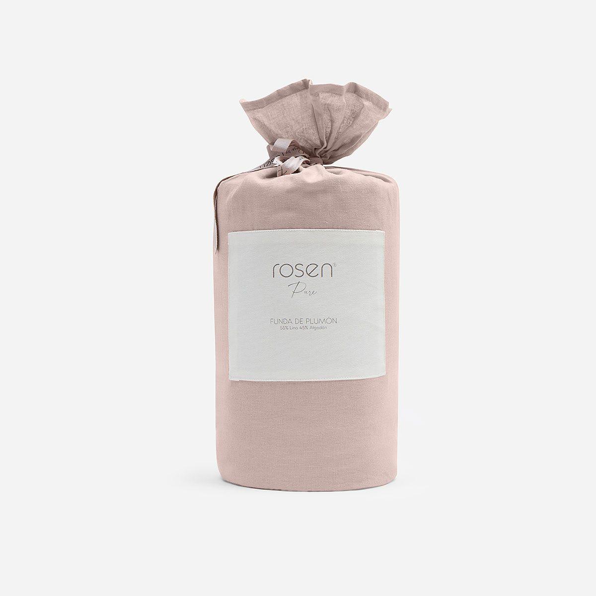 Funda Plumón Lino-Algodón Pure Liso Rosa Nude 1 Plaza-4