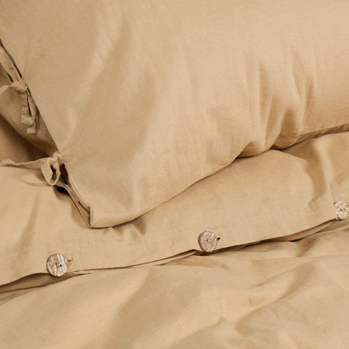 Funda Plumón Lino-Algodón Pure Liso Camel King-3
